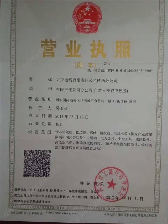 大征电线有限责任公司陕西分公司