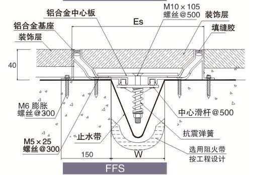 地面铝合金金属盖板ffs型建筑变形缝伸缩缝沉降缝厂家直销