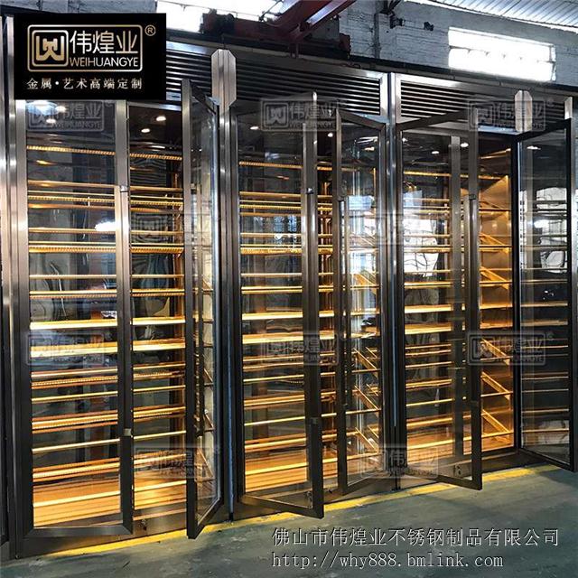 不锈钢酒柜定制 玫瑰金 恒温酒柜不锈钢定制不锈钢红酒柜展示柜