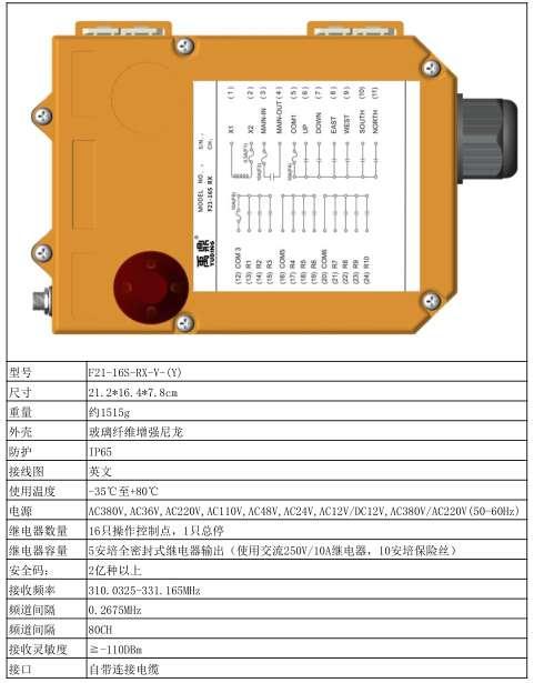 禹鼎行车吊车无线遥控器f21-16s 16键单速厂家直销