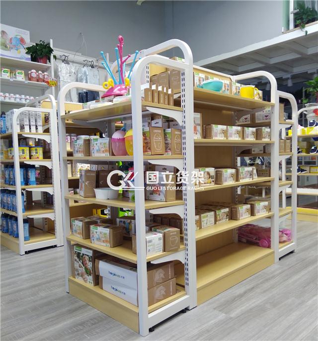 店超市便利店货架 木质单双面钢木中岛展示架-药店货架,母婴店货架