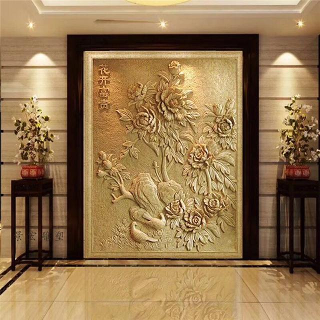 全新的新中国风室内幕墙金属装饰及浮雕壁画