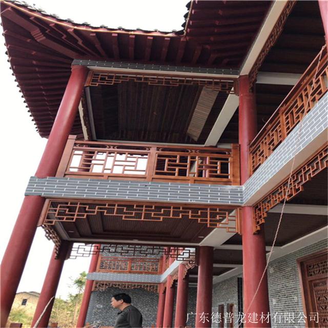 贵州乡村酒店街道改造仿古铝窗花-仿古铝合金护栏-中式铝花格窗花