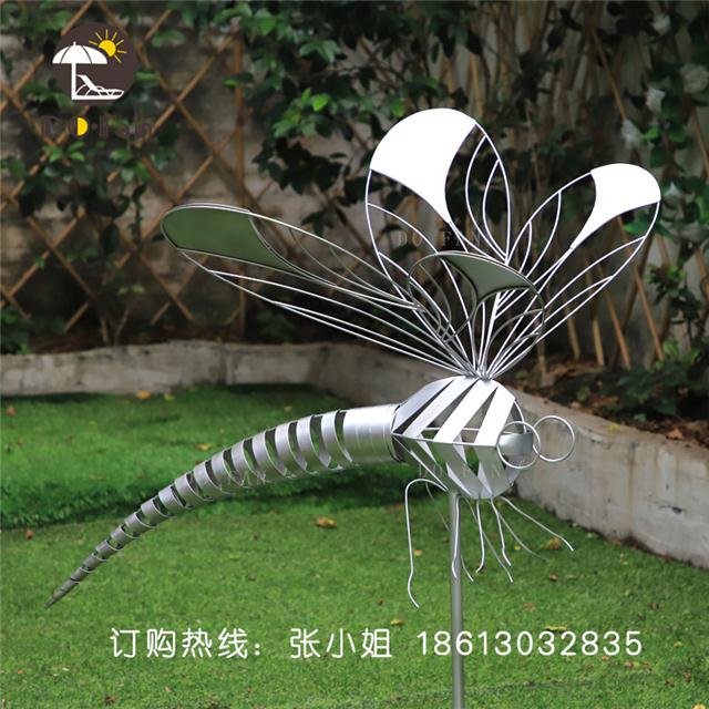 户外不锈钢蜻蜓雕塑摆件小区公园金属雕塑摆件