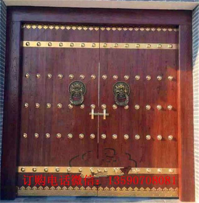 老榆木古别墅庭院大门乡村原木门进户双开门实木大门