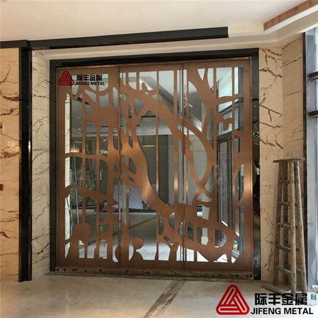 玫瑰金不锈钢屏风定制,会所ktv装饰不锈钢花格加工