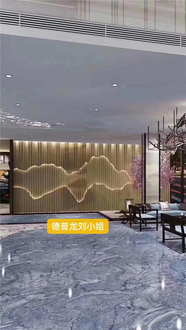 餐厅铝方管造型铝单板合拼假山形背景墙-不规则背景墙铝单板