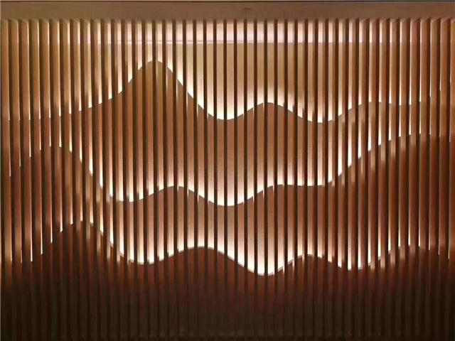 展览馆不规则背景墙铝单板-铝方管造型铝单板合拼山形