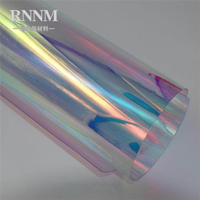 rnnm瑞年厂家 彩虹膜 幻彩膜 七彩膜 彩色透明pvc 化妆包工艺品料