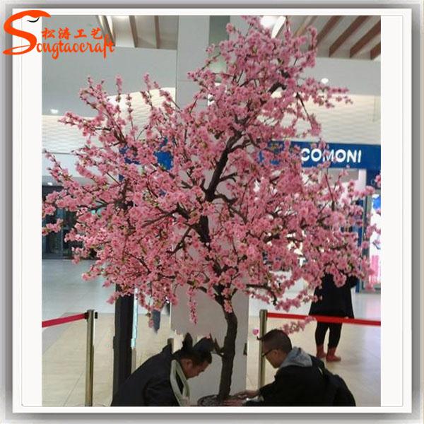 广州模仿植物生产厂家 酒店商场模仿桃花树人造樱花树装饰