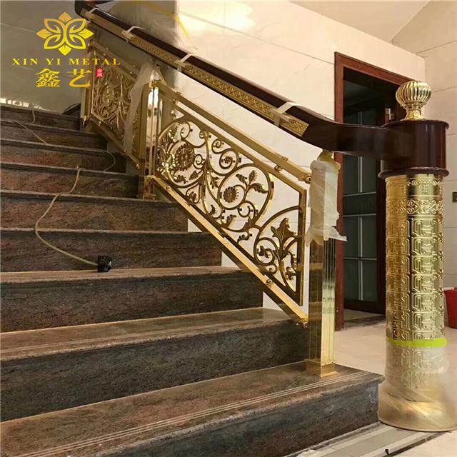 辽宁纯铜楼梯护栏 铜艺雕刻护栏扶手 展现不一样的一面