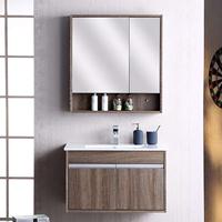  Hotel engineering solid wood paint free bathroom cabinet combination washbasin washstand bathroom mirror cabinet Chu cabinet