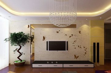 如何设计简欧电视墙   硅藻泥简欧电视墙图片