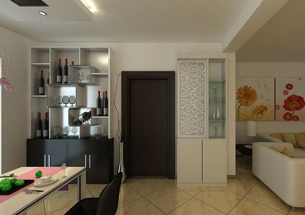  Design sketch of corridor wine cabinet partition How to do household wine cabinet partition