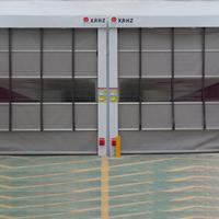 天津透明地磁堆积门 背带工业堆积门 背带折叠堆积门