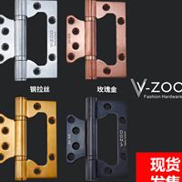  Vzoo brand stainless steel bearing thickened by 3mm, no digging groove, 4-inch mother and child hinge wooden door, rose gold