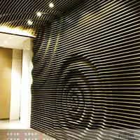 定做工程弧形铝方通吊顶波浪形木纹造型铝板弧型形象背景墙铝单板